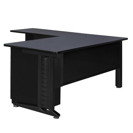 Fusion L Shaped Desk, 72 D, 72 W, 29 H, Grey, Wood|Metal MLD723042GY